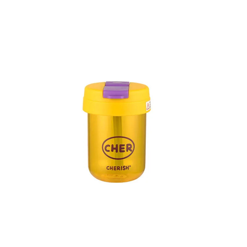 Summer Plastic Water Cup Practical and Compact for Students and White-collar Workers Double-drinking Water Cup with Straw