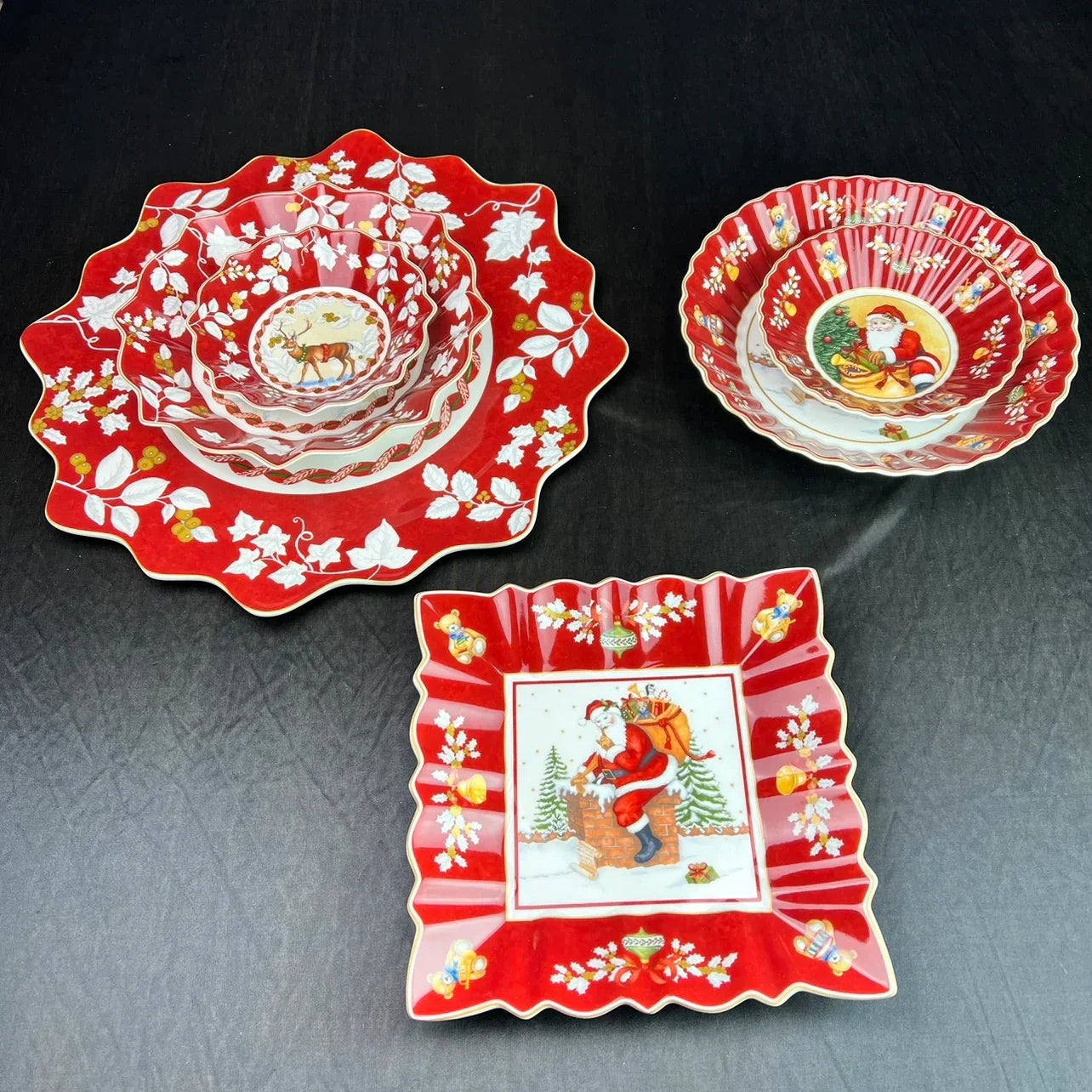 DecorBites™ クリスマス食器セット：プレート、トレイ、マグカップ、ボウル、大皿