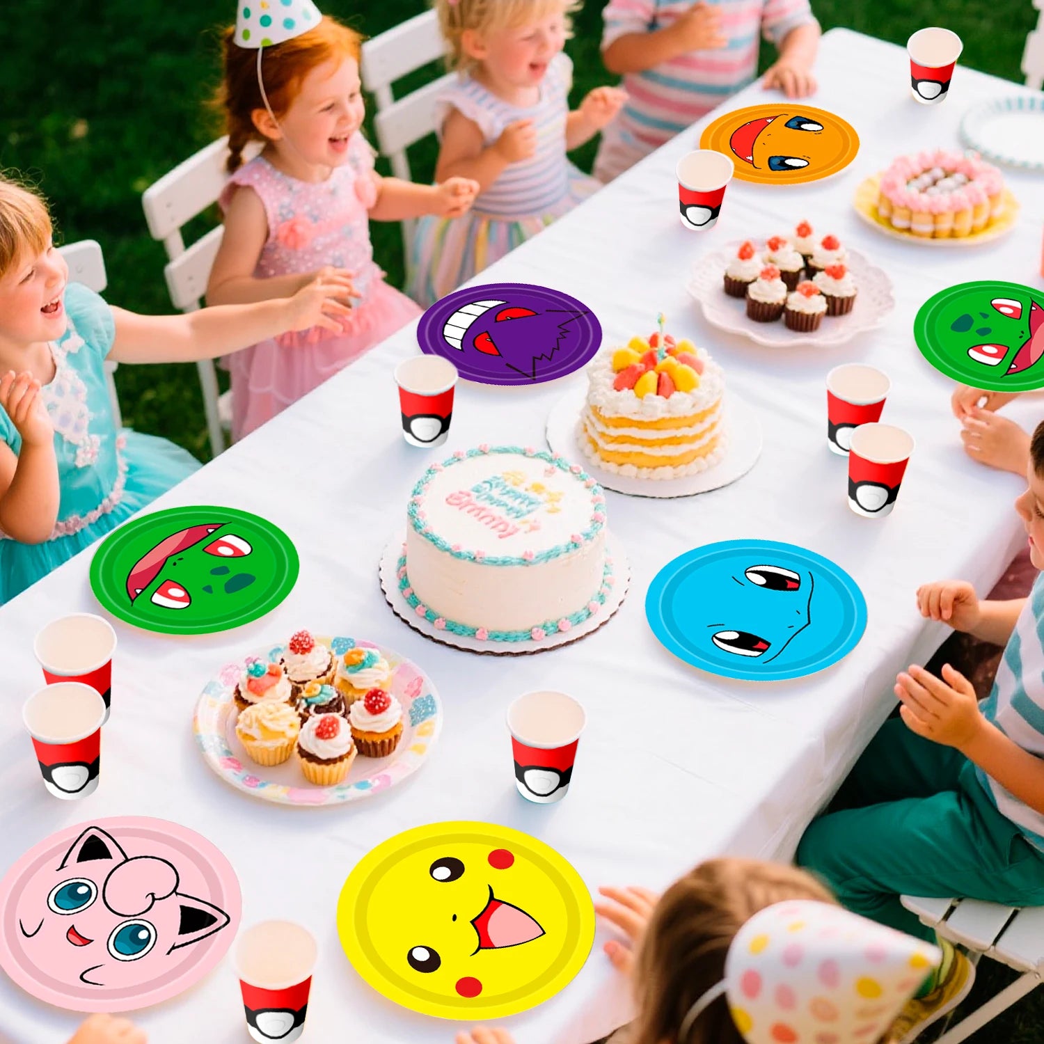 Pokemon Party Supplies,120 Pcs Pokemon Birthday Party Tableware Set-Pokemon Plates Napkins Cups etc Pokemon Birthday Decorations