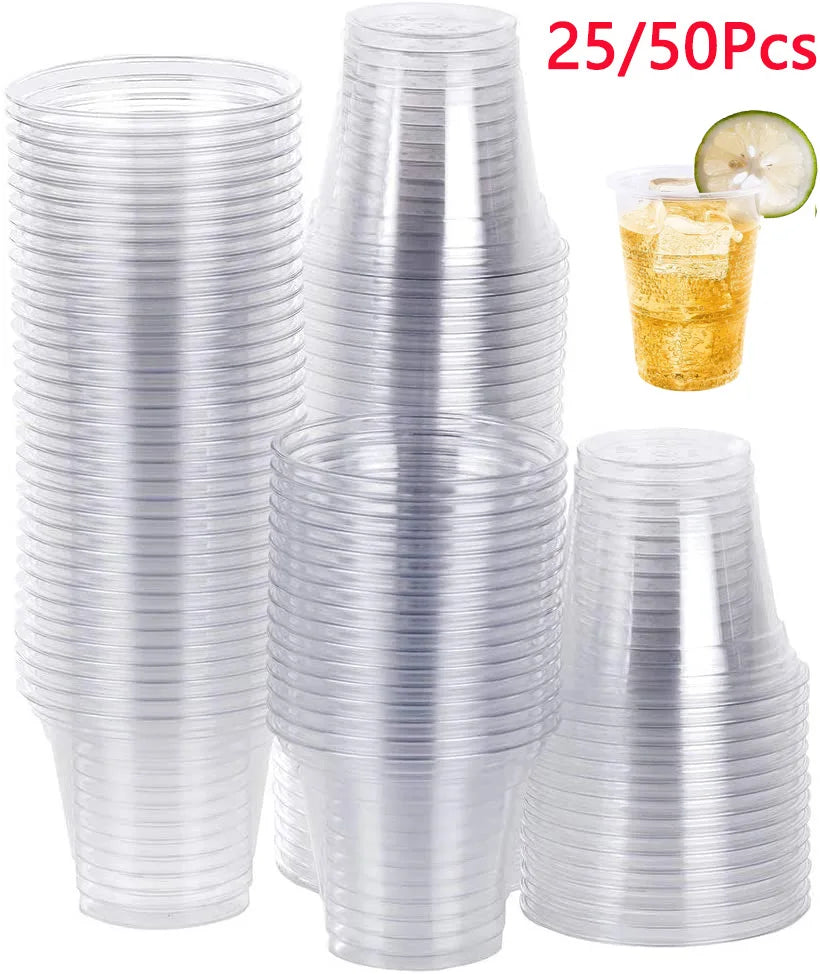 25/50/100 New Disposable Clear Plastic Cup Outdoor Picnic Birthday Kitchen Party Tableware Tasting 200ml Picnic Plastic Cup