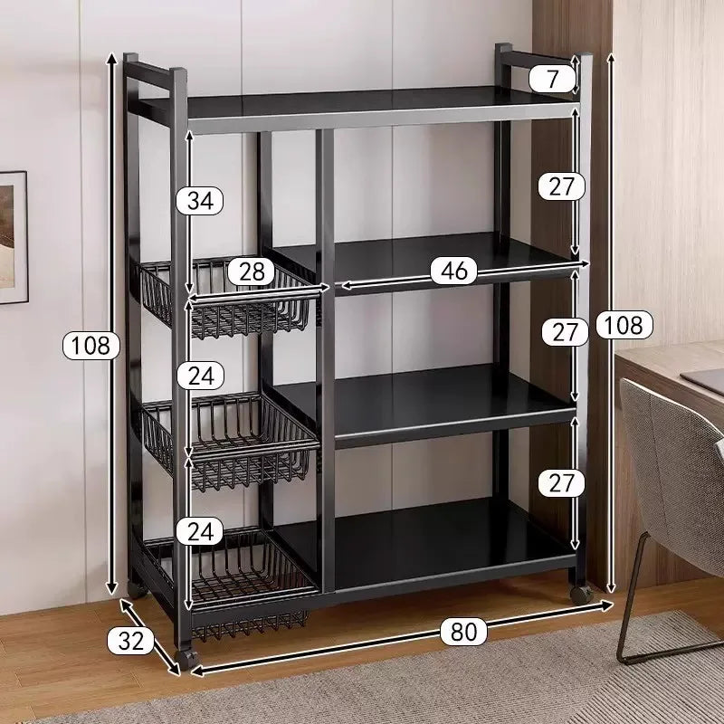 Rack Movable Snack & Grocery Holder Bathroom Storage Solution Multi-Tier Kitchen Storage Shelf Freestanding Vegetable Organizer