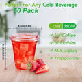 50Set Plastic Cold Drink Cups with Strawless Sip Lids BPA Free Disposable Cups for Iced Coffee And Cold Beverages