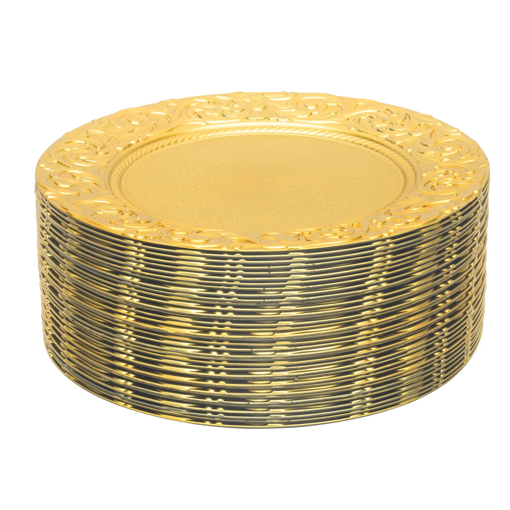 100 Pieces 33*2cm Charger Plates Set, PP Round Charger Plates, Reusable Serving Plates For Birthday Parties, Holidays, Weddings