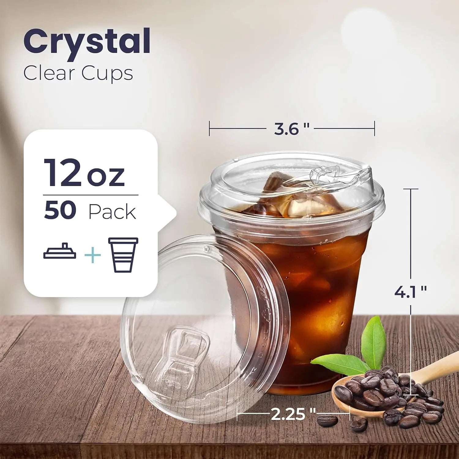 12/16//20/24OZ Clear Plastic Cups with Sip Lids Disposable Plastic Coffee Cups To Go Cups for Iced Coffee Smoothies Soda