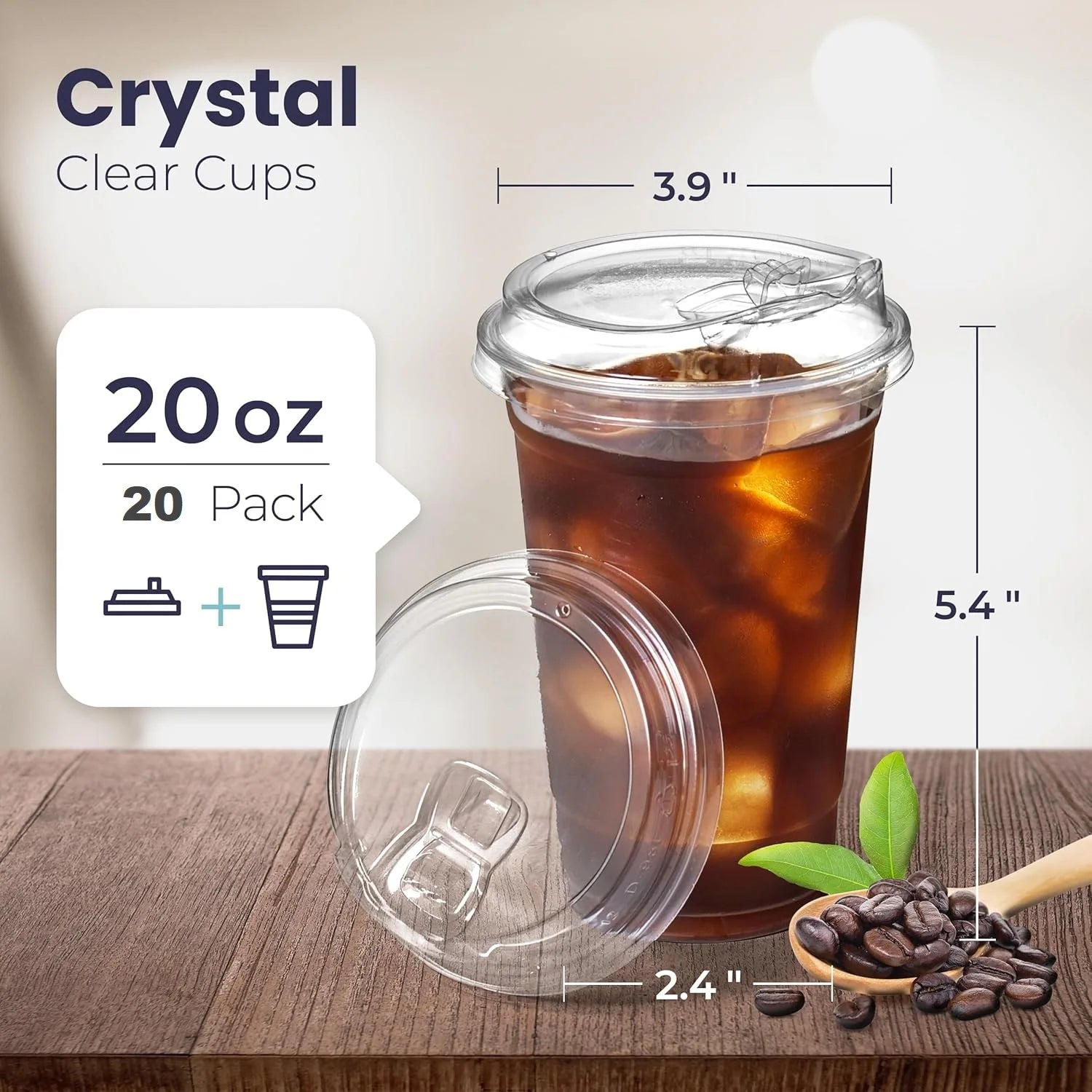 12/16//20/24/32OZ  Clear Plastic Cups with Sip Lids Disposable Plastic Coffee Cups To Go Cups for Iced Coffee Smoothies Soda