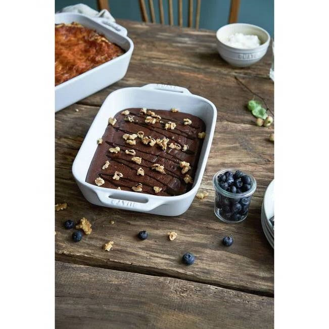 2-Piece Ceramic Stoneware Casserole Dish Set – White Bakeware