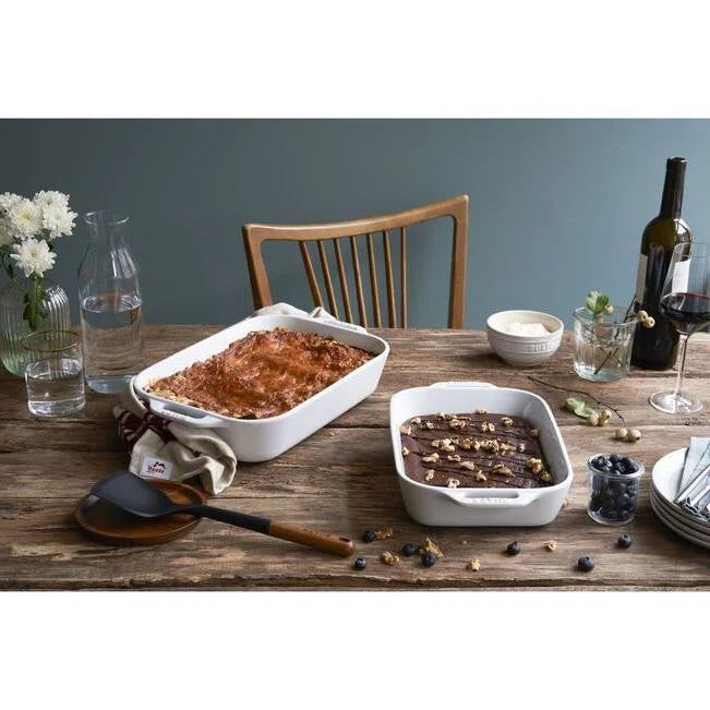 2-Piece Ceramic Stoneware Casserole Dish Set – White Bakeware