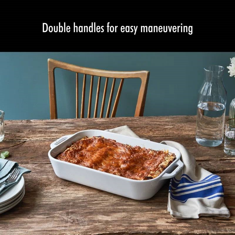 2-Piece Ceramic Stoneware Casserole Dish Set – White Bakeware