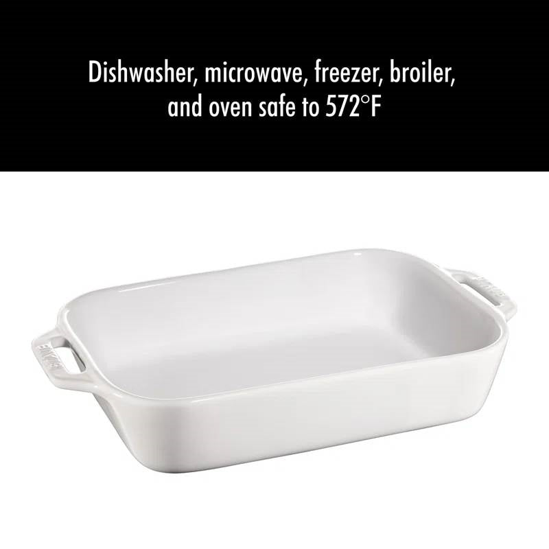 2-Piece Ceramic Stoneware Casserole Dish Set – White Bakeware
