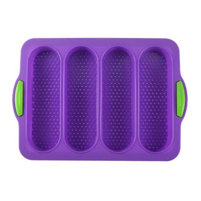 4-Grid Silicone Baguette Baking Mould – Non-Stick Bread & Loaf Pan