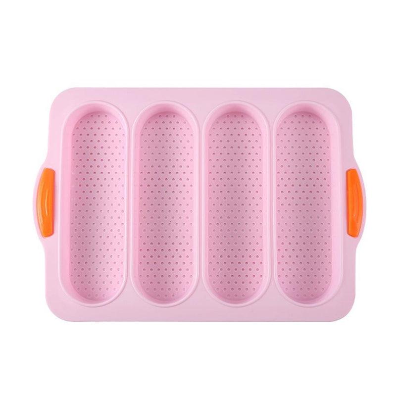 ベーキングモールド 食品グレード 4グリッド バゲット シリコンモールドトレー 火傷防止 ノンスティックパン ケーキ型 キッチンツール アクセサリー パン焼き型 ローフ焼き型 マフィンパン キッチンベーキングツール