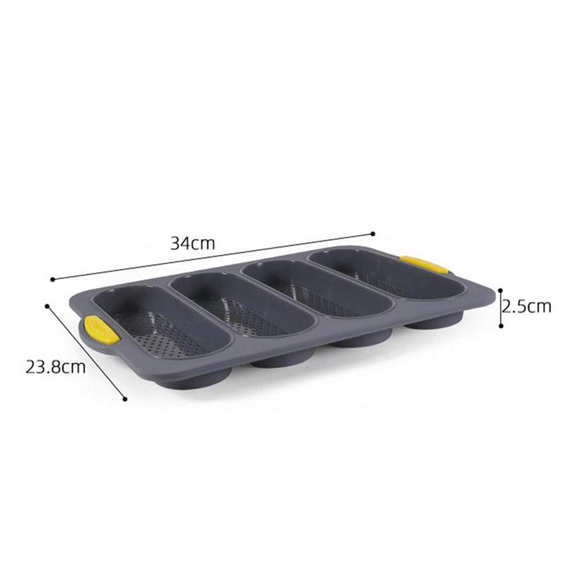 ベーキングモールド 食品グレード 4グリッド バゲット シリコンモールドトレー 火傷防止 ノンスティックパン ケーキ型 キッチンツール アクセサリー パン焼き型 ローフ焼き型 マフィンパン キッチンベーキングツール