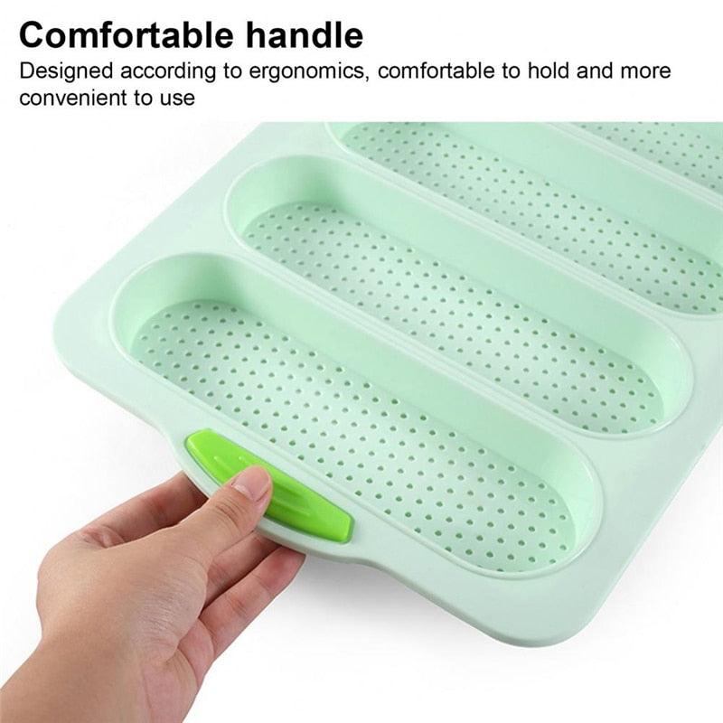 ベーキングモールド 食品グレード 4グリッド バゲット シリコンモールドトレー 火傷防止 ノンスティックパン ケーキ型 キッチンツール アクセサリー パン焼き型 ローフ焼き型 マフィンパン キッチンベーキングツール