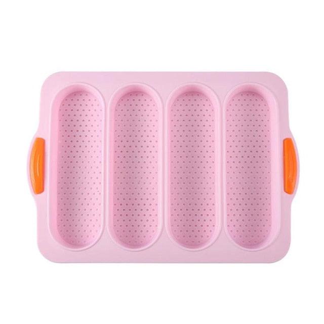 4-Grid Silicone Baguette Baking Mould – Non-Stick Bread & Loaf Pan