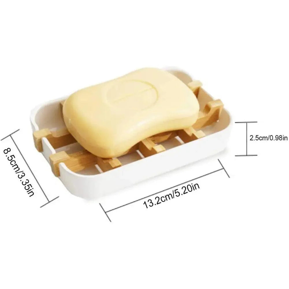 竹繊維シャワーソープホルダー水切りボックス キッチン収納ラック バスルームソープケース用品 ポータブルバーソープボックスコンテナ 竹製自己排水ソープボックスとソープセーバーポーチ シャワー バスルーム キッチン バスタブ バーシンク用ソープホルダー（白黒）