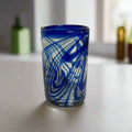 Blaues Swirl mundgeblasenes Glas | Mexikanischer Trinkbecher