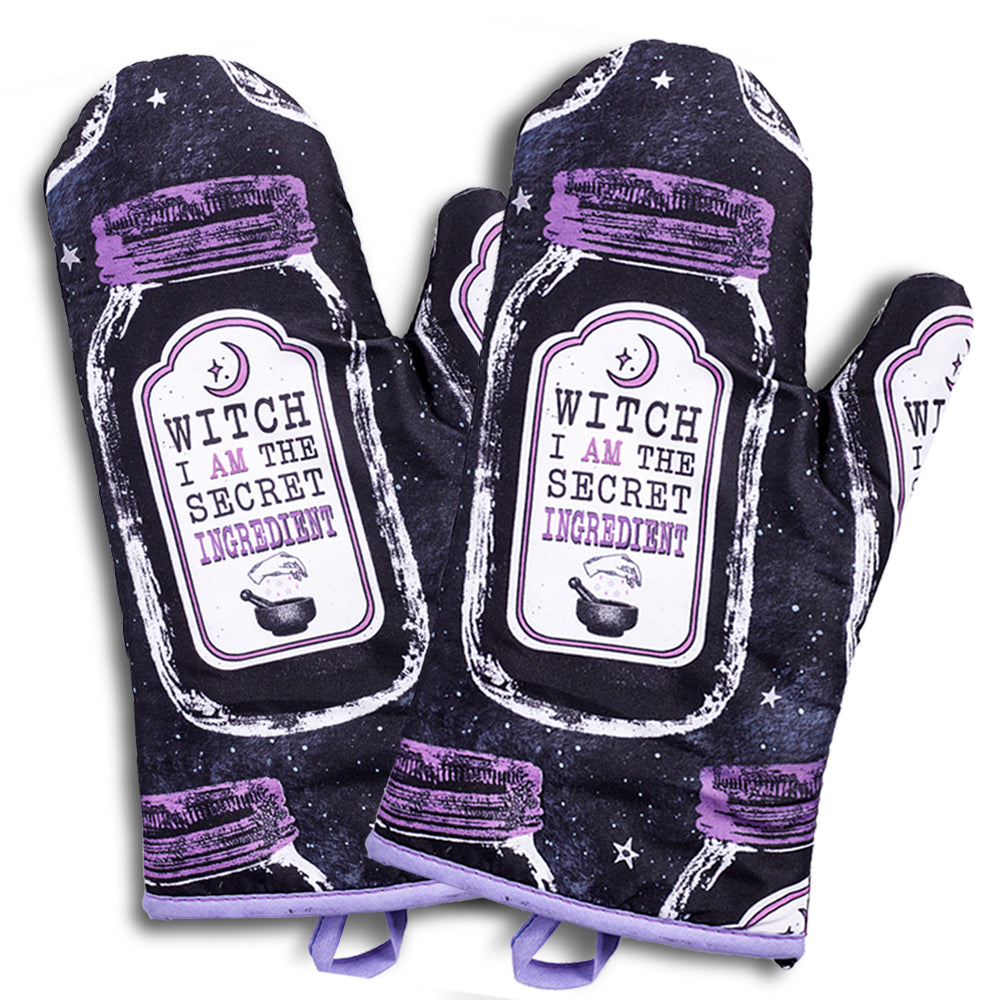 Kitchen Witch Oven Mitt Set – Heat Resistant Baking Gloves
