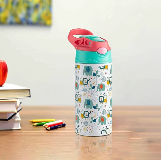 12oz Sublimation Sippy Cup Tumbler with Handle – White Stainless Steel
