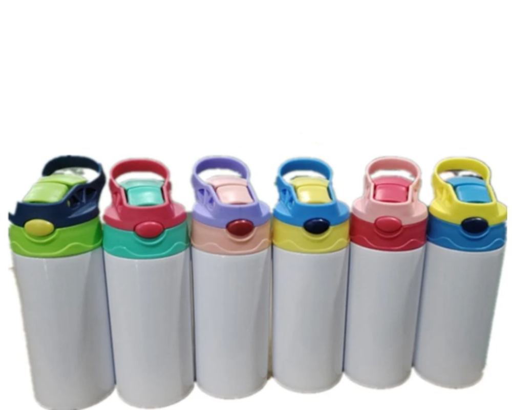 12oz Sublimation Sippy Cup Tumbler with Handle – White Stainless Steel