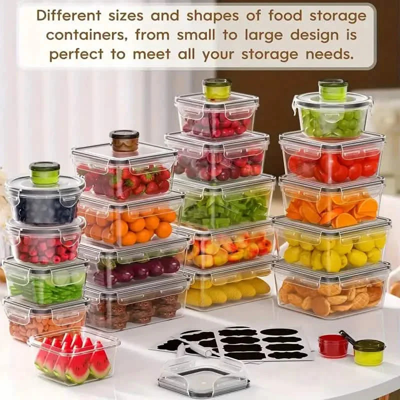 48ピース食品保存容器セット – 積み重ね可能、電子レンジ対応、BPAフリー