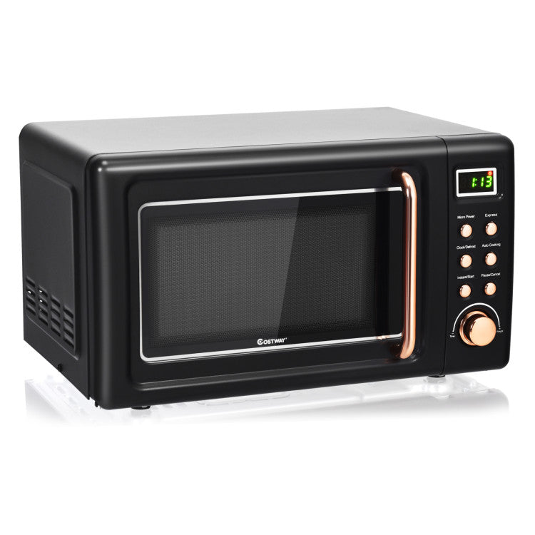 700W Retro Microwave Oven – Countertop Compact