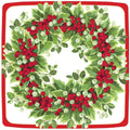 Holly & Berry Wreath Paper Dinner Plates – Holiday Disposable