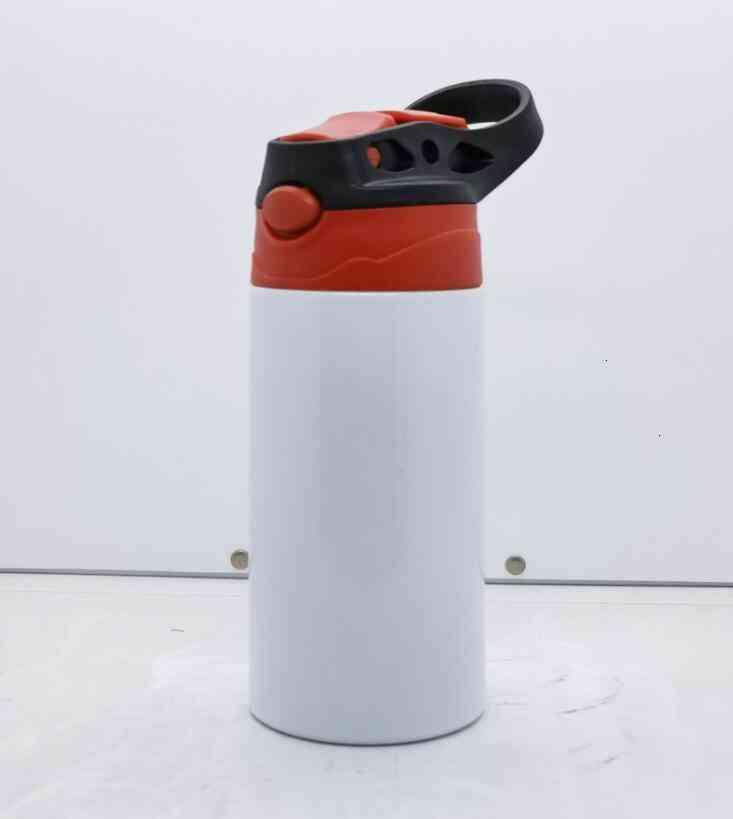 12oz Leere Sublimations-Trinklernbecher, weiß, gerader Edelstahl-Trinkbecher, Sportwasserflaschen mit Griff