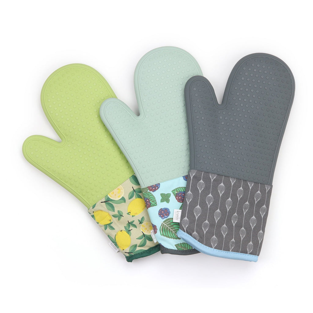 Krumbs Kitchen Farmhouse Silicone Oven Mitts – Heat Resistant
