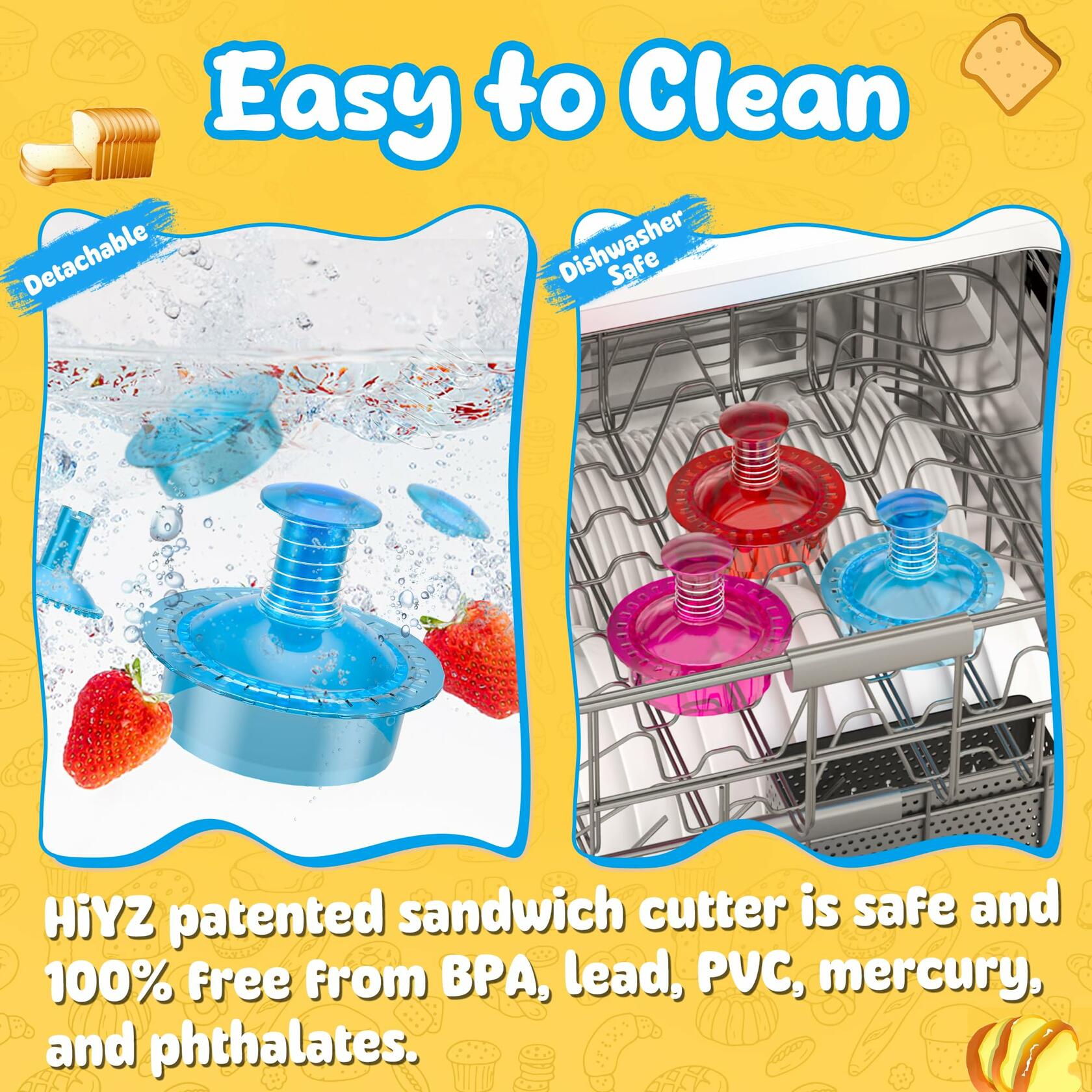 HiYZ Sandwich Cutter & Sealer – Crustless Sandwich Maker, Translucent Blue