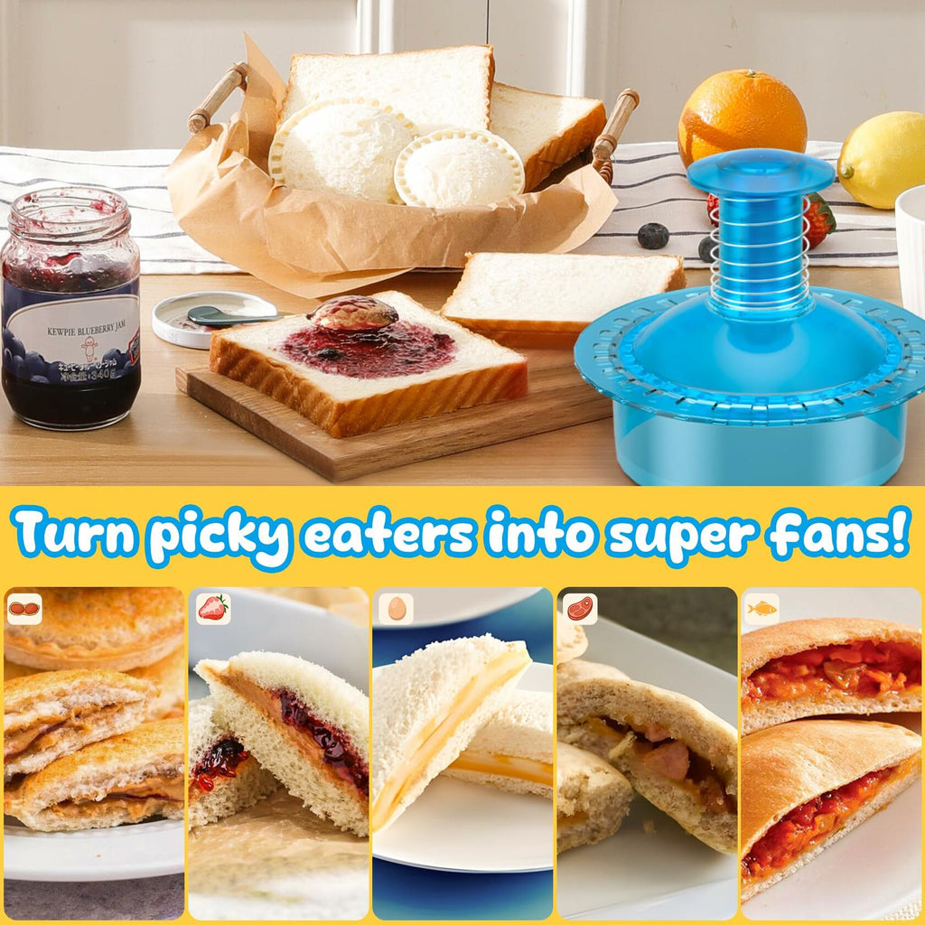 HiYZ Sandwich Cutter & Sealer – Crustless Sandwich Maker, Translucent Blue