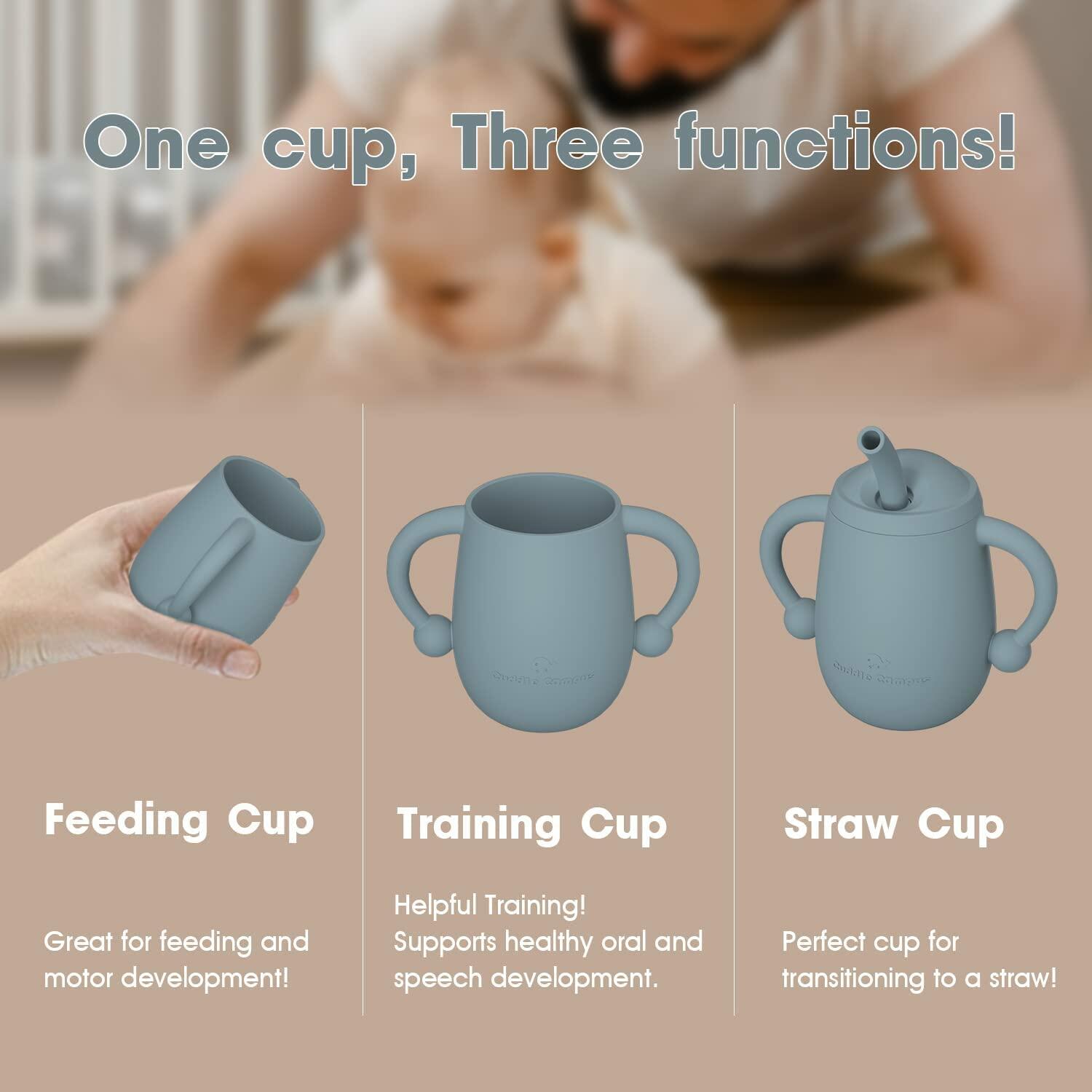 Cuddle Campus Silicone Baby Training Cup 4oz – Boothbay Gray (Like New)