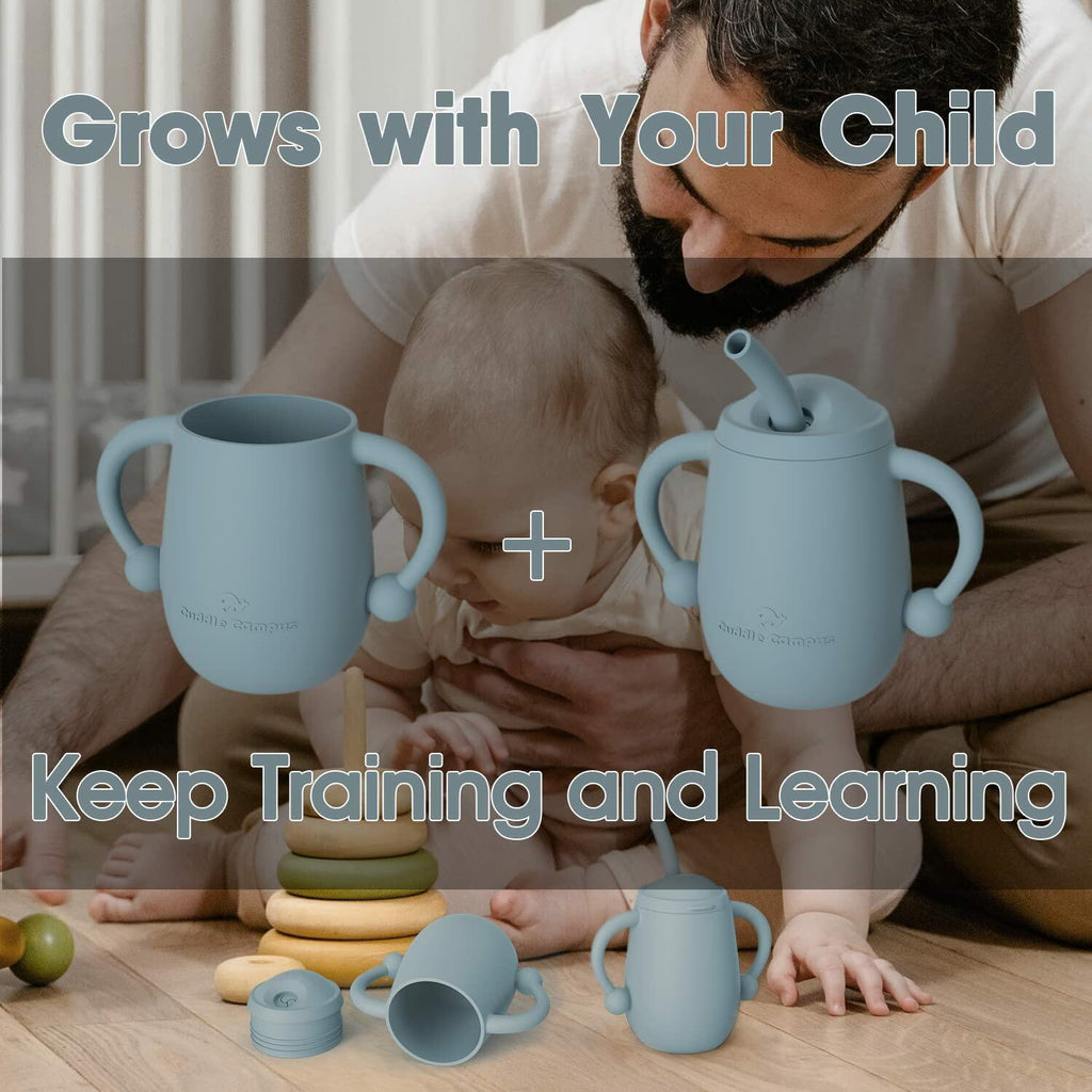 Cuddle Campus Silicone Baby Training Cup 4oz – Boothbay Gray (Like New)
