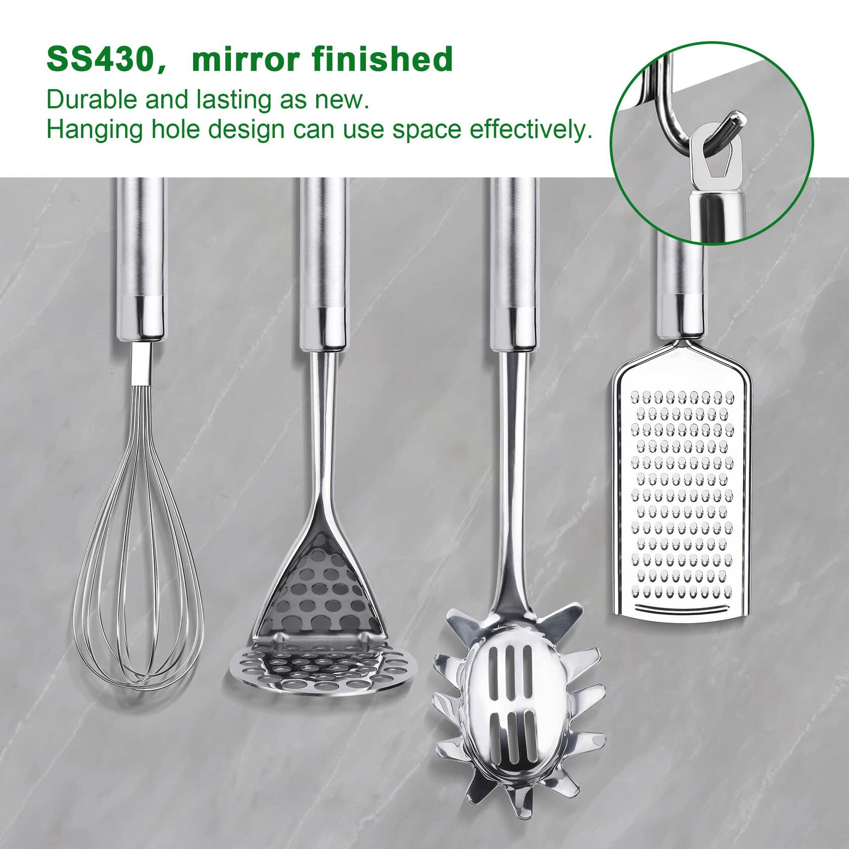 28-Piece Stainless Steel Kitchen Utensil Set with Holder