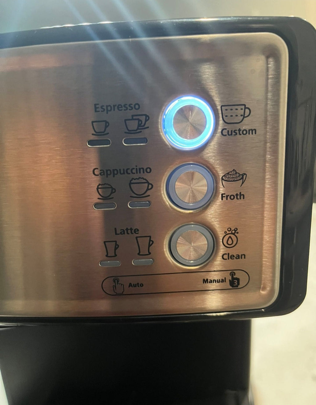 Mr. Coffeeエスプレッソ＆カプチーノマシン、ステンレス製、プログラム可能コーヒーメーカー、自動ミルク泡立て器付き、15気圧ポンプ、家庭用に最適、中古品