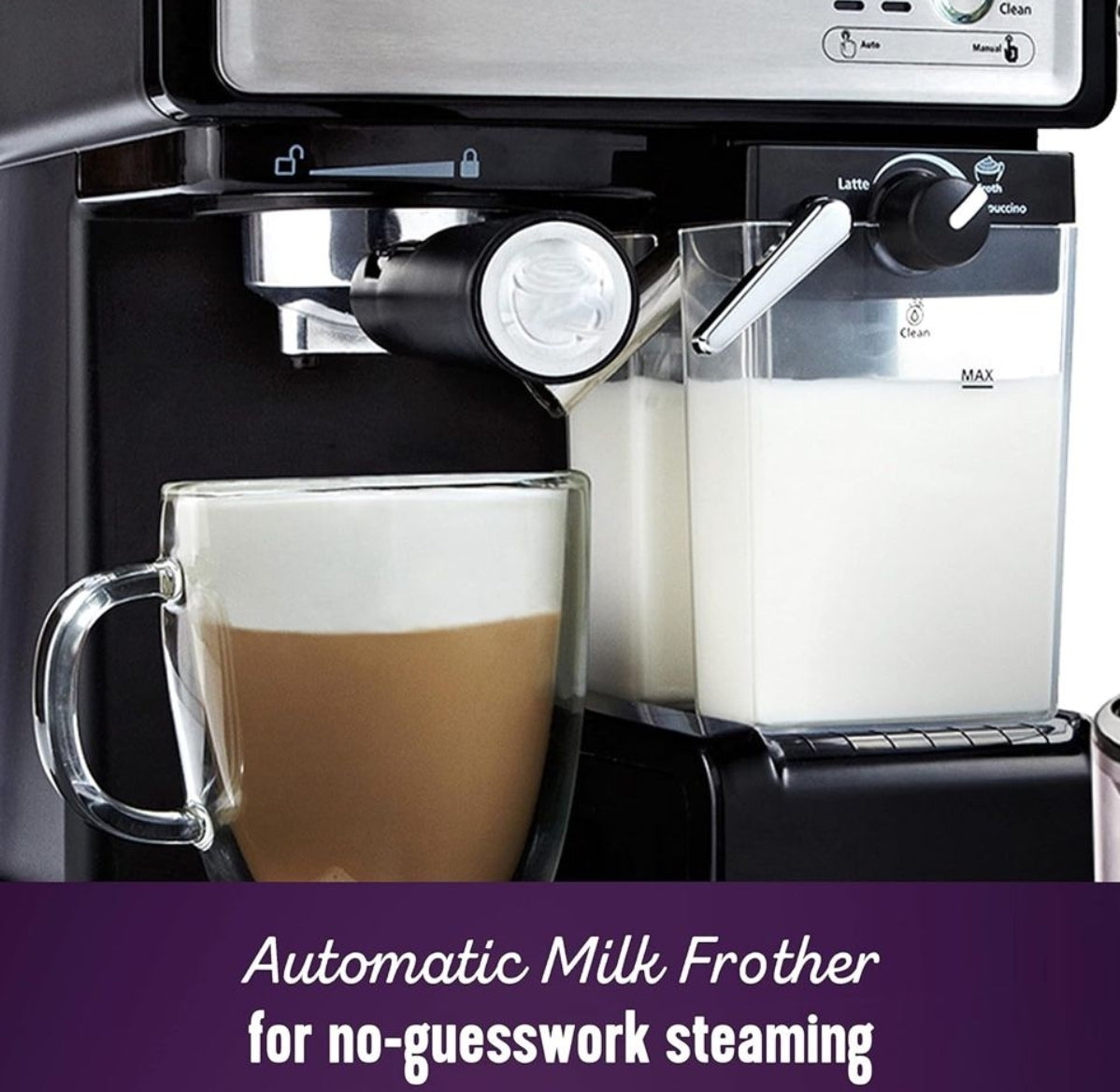 Mr. Coffeeエスプレッソ＆カプチーノマシン、ステンレス製、プログラム可能コーヒーメーカー、自動ミルク泡立て器付き、15気圧ポンプ、家庭用に最適、中古品